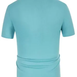 European and American men's 2024 summer short sleeve knitwear men's stitching contrast casual polo shirt Men T-Shirt – Image 4