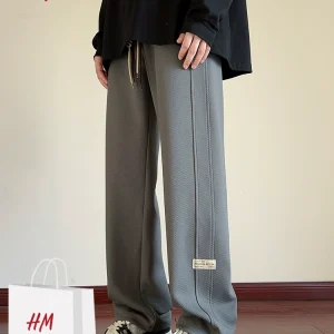 HM American High Street Straight Casual Pants Men's New Versatile Drap Sweatpants High Street Trend Plus Size Wide Leg Pants – Image 3