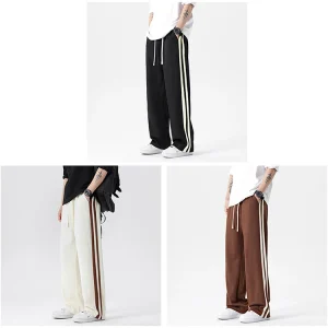HM Striped Pant Men's Spring and Autumn New Straight Loose Sweatpants Trendy Brand Wide Leg Drap Casual Pants – Image 4