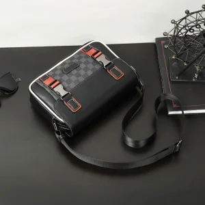 2024 New Men's Small Square Bag Casual Plaid Messenger Bag Retro Small Bag One Shoulder Crossbody Bag Outdoor Backpack Trend – Image 3