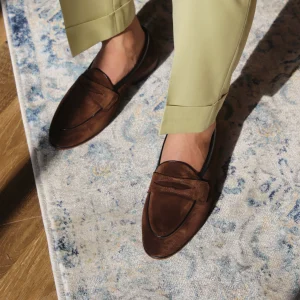 Mr. Lu San, British style men's shoes, square toe suede suit shoes, Goodyear handmade loafers, pedal shoes – Image 3