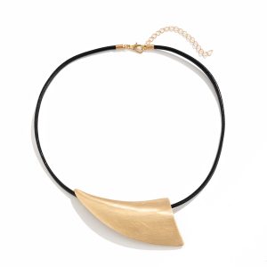 European and American cross-border exaggerated geometric stitching ins style necklace personalized metal brushed hollow neck – Image 5
