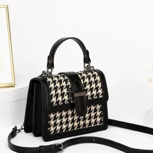 Hong Kong spring and summer high-end foreign style small bag houndstooth hand-held one-shoulder chain messenger bag female 2022 new bag – Image 3