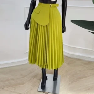 European and American style summer new fashion high waist A-line pleated skirt High WAIST pleated SKIRT – Image 5