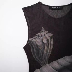 Foreign trade 2024 autumn onesie new fashion versatile sleeveless print print bandeau tulle 0085844 – Image 3