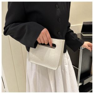 2024 New Niche Design Handheld Solid Color Bag Bag Women's Tide Soft Leather Simple Small Fresh Cute Simple Commuter Bag – Image 6