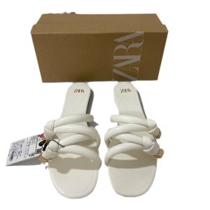 ZA Flats 2024 Spring Summer New Fashion Versatile Slippers Cross Straps Metal Buckle Semi-Drag Beach Shoes Women – Image 5