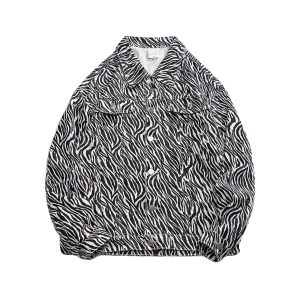 BMOB Spring and Autumn Zebra Stripe Cargo Denim Jacket Men's Ins Trendy Brand Loose Street Casual Luxury Jacket – Image 5