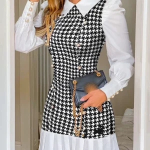 Long sleeved dress autumn slim slim patchwork fake two long sleeve dress new