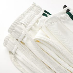 Outstanding texture! It's so easy to wear! Heavyweight contrasting patchwork drawstring sweatpants women's apricot athleisure pants men – Image 3