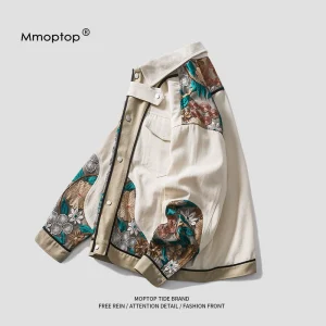 Mmoptop 2024 Spring Fashion Hong Kong Style Couple Loose Ins Cargo Jacket Men's Casual Jacket Men's Trend – Image 3