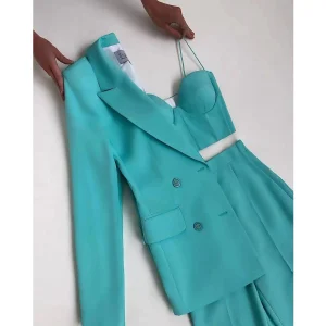2024 New High Quality Casual Solid Color Temperament Commuting Fashion Professional Casual Women's Suit Pants Set – Image 6