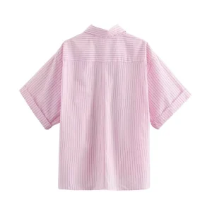 European and American style 2024 summer new women's clothing temperament versatile thin pocket poplin shirt 2837733 – Image 6