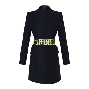 Sexy Deep V-neck Gold Bow Waist Women  Mini Dress Jacket – Image 3