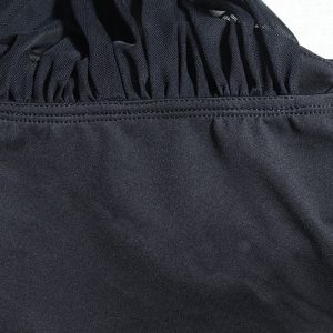 European and American style fashion tight-fitting dress, solid color wrap chest stitching gauze skirt, short sleeve pullover street hip skirt women – Image 7