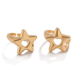 Cross-border European and American jewelry fashion commuting five-pointed star heart-shaped open ring alloy versatile ring set – Image 5