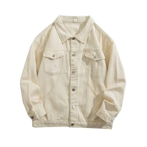 Spring and autumn ins denim jacket men's Korean version of the trend loose casual all-match solid color washed lapel tooling jacket – Image 5