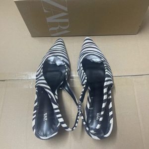 ZA Women's Shoes 2024 New Autumn Pointed Toe Baotou Women's Shoes Zebra Print Back Strappy Stiletto Heels Women's Fashion Single Shoes – Image 3