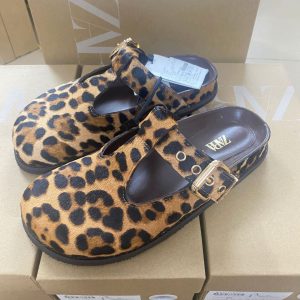 ZA New Product 2024 Animal Print Leather Platform Shoes French Round Toe Metal Back Space – Image 3