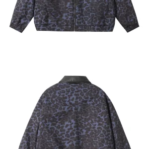 American vintage leopard print jacket men's design sense niche original design cleanfit cargo roll-neck jacket top – Image 7