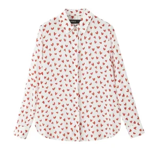 European and American style 2024 summer new women's loose casual top contrast print long sleeve lapel shirt 8111199 – Image 3