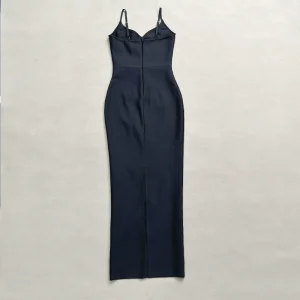 Retro luxury palace enhanfeng heavy industry bow beautiful girl bandage dress model catwalk dinner party dress – Image 5