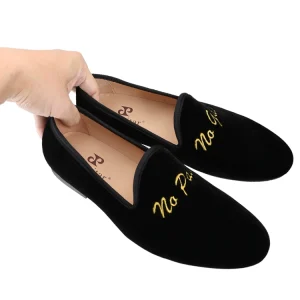 British, statement lettered, embroidered men's loafers, trendy, handmade moccasins, formal wear, casual and versatile – Image 3