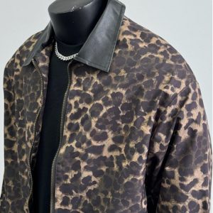 American vintage leopard print jacket men's design sense niche original design cleanfit cargo roll-neck jacket top – Image 3