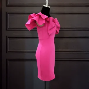 Summer new sexy one-shoulder ruffled slim women's dress – Image 4
