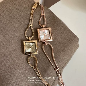 NONOAN small fragrance vintage court niche light luxury pre-owned premium sense hand chain small square watch – Image 5