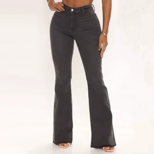 Jeans women trousers 2023 Fashion elastic ladies pants micro-flap pants – Image 3