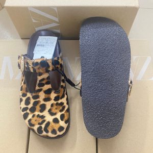 ZA New Product 2024 Animal Print Leather Platform Shoes French Round Toe Metal Back Space – Image 4