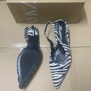 ZA Women's Shoes 2024 New Autumn Pointed Toe Baotou Women's Shoes Zebra Print Back Strappy Stiletto Heels Women's Fashion Single Shoes – Image 4