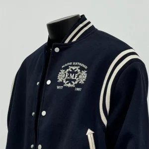 2024 Fall New American Trendy Brand College Style Badge Embroidered Baseball Stand Collar Jacket Loose Sapphire Blue J1241 – Image 4