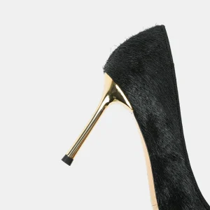 Winter 2024: The new French temperament is beautiful, high heels, stiletto horsehair design, black wool shoes are worn outside – Image 5