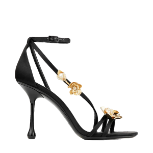 High heels women's gold flower square toe stiletto step by step flower shoes with sexy open toe design sandals – Image 5