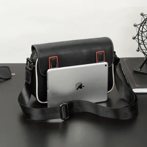 2024 New Men's Small Square Bag Casual Plaid Messenger Bag Retro Small Bag One Shoulder Crossbody Bag Outdoor Backpack Trend – Image 4