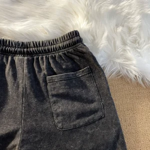Retro distressed cotton fried flower wash shorts men's casual straight five-point pants Korean version of the middle pants high street BF tide – Image 3