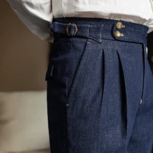 High-waisted straight leg jeans, men's autumn non-iron, Parisian buckle slacks, business gentleman, Naples trousers – Image 5