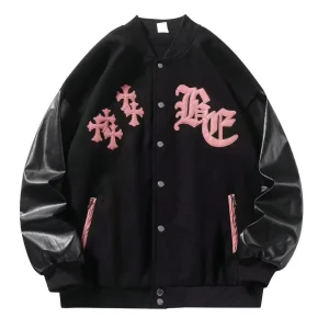 American retro letter embroidery patchwork baseball jersey jacket for men and women, fashion brand loose design, couple heavy work jacket – Image 5