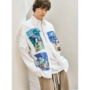 Lilbetter [Liu Yu's same style] shirt men's loose casual long sleeve graffiti print fashion urban shirt – Image 3