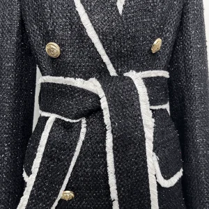 Spring and Autumn new high-end women's tweed, waist cinching, thin women's blazer, top, shorts, suit, Internet celebrity women – Image 3