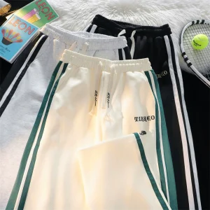 Kinglike American fashion brand contrasting straight drape slacks men's retro street loose wide-leg versatile trousers – Image 4