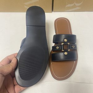 ZA2024 Autumn New Arrival Women's Shoes Black Leather Metal Belt Decoration Straight Flat Breathable Casual Sandals Cross Border Women – Image 3