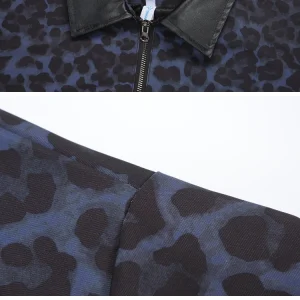 American vintage leopard print jacket men's design sense niche original design cleanfit cargo roll-neck jacket top – Image 8