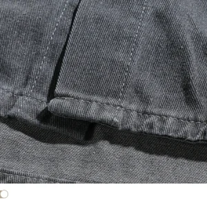 Retro stitching contrast wash denim shirt men's American casual loose cargo shirt jacket tide – Image 5
