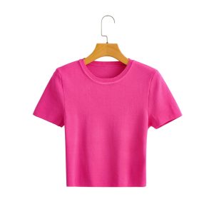 Foreign trade 2024 summer new women's clothing European and American style short ice silk stripe knit short sleeve T-shirt top women – Image 5