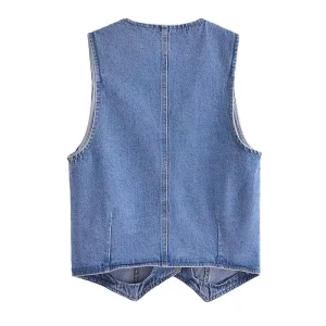 European and American style summer new fashion trend women's clothing slim V-neck sleeveless denim vest vest 47041306 – Image 5