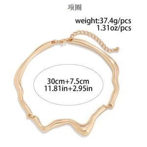 European and American cross-border liquid lava metal texture collar female choker cold wind geometric twist design sense necklace – Image 6