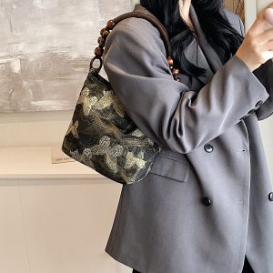 Retro New Chinese Style Handbag 2024 Summer New Beautiful Armpit Bag Foreign Niche Shoulder Bag Bag Bag Woman – Image 4
